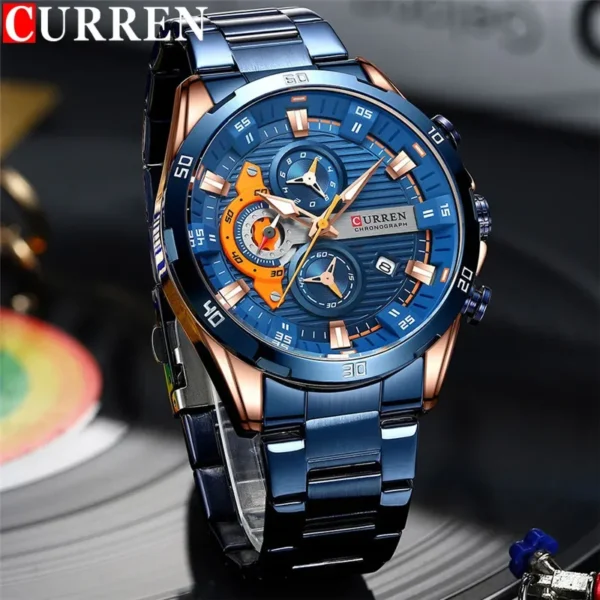 Curren 8402 - Rose Gold Blue - Gents watch - Image 3