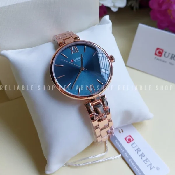 Curren 9017 CH - Rose Gold Blue For Ladies - Image 4