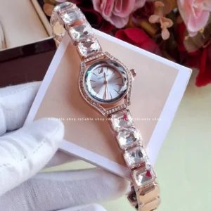 Ladies party stone watch-Rose gold white