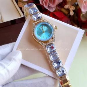 Ladies party stone watch-Golden sky blue