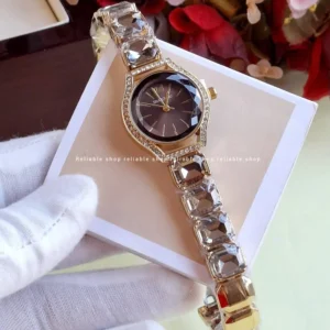 Ladies party stone watch-Golden coffee color