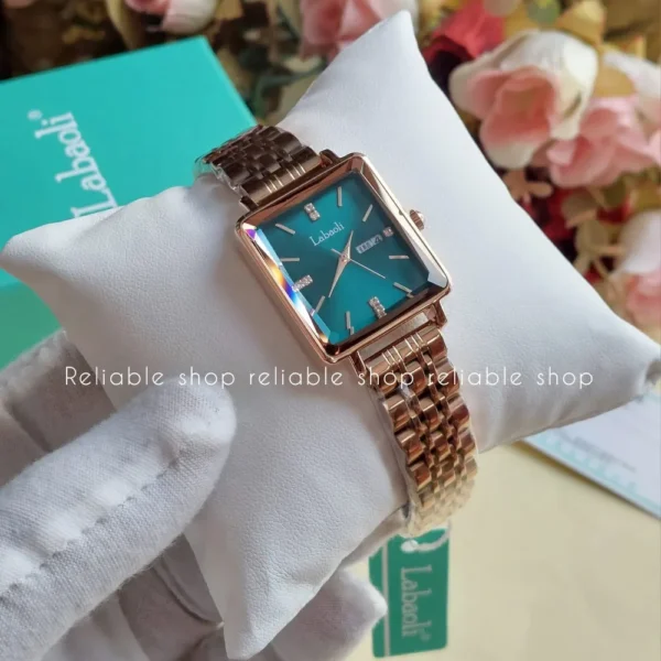 Labaoli LA258 Square Female Wrist Watch-Rose gold Tiffany Blue - Image 2