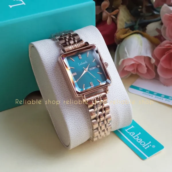 Labaoli LA258 Square Female Wrist Watch-Rose gold Tiffany Blue - Image 3