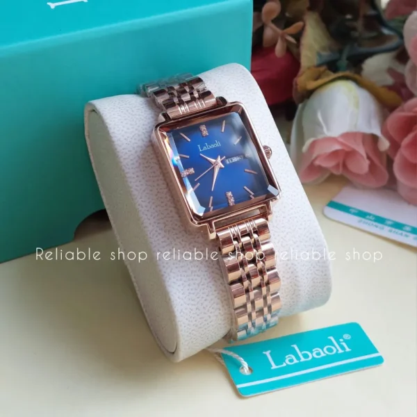 Labaoli LA258 Square Female Wrist Watch-Rose gold Blue - Image 3