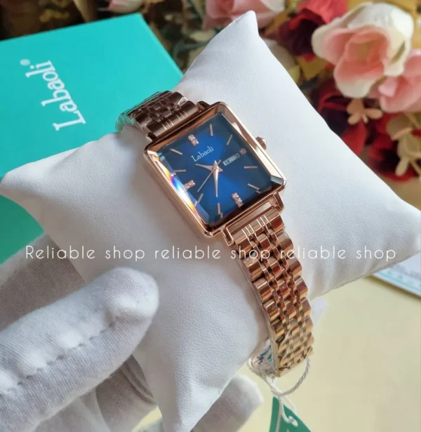 Labaoli LA258 Square Female Wrist Watch-Rose gold Blue - Image 2
