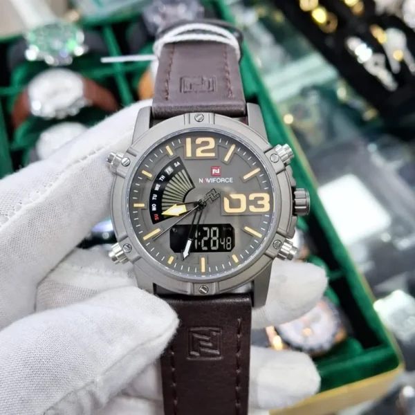 Naviforce 9095 belt-Gents watch-Coffee - Image 4