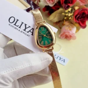 Oliya-snake shape -ladies watch-Golden Green