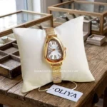 Oliya-snake shape -ladies watch-Golden white