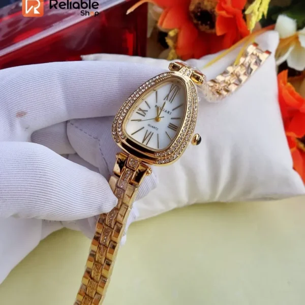 New Arrival-snake shape -ladies watch-Golden white - Image 2