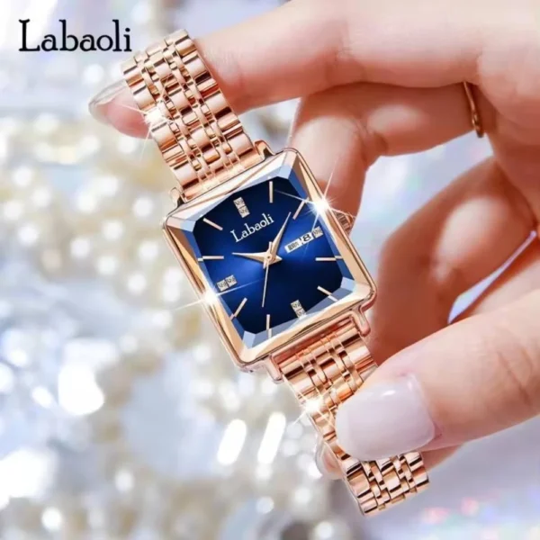 Labaoli LA258 Square Female Wrist Watch-Rose gold Blue - Image 4