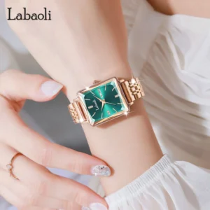 Labaoli LA258 Square Female Wrist Watch-Rose gold Tiffany Blue