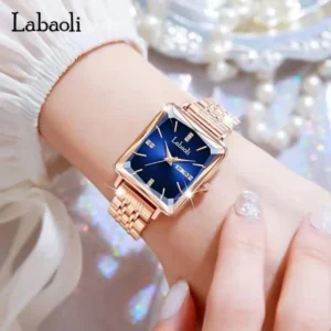 Labaoli LA258 Square Female Wrist Watch-Rose gold Blue