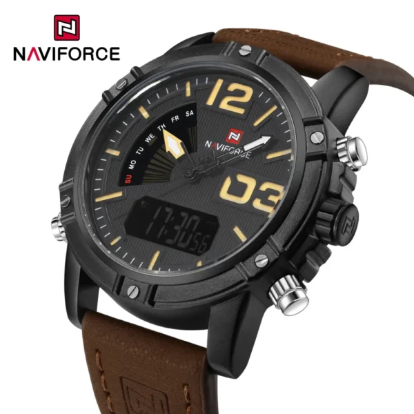 Naviforce 9095 belt-Gents watch-Coffee - Image 3