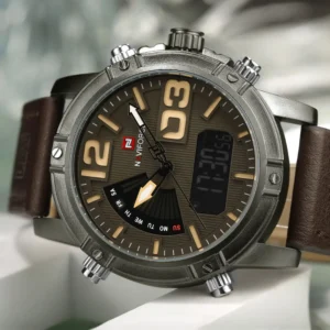 Naviforce 9095 belt-Gents watch-Coffee