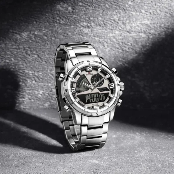 Naviforce 9257 For Gents - Silver Gray - Image 3