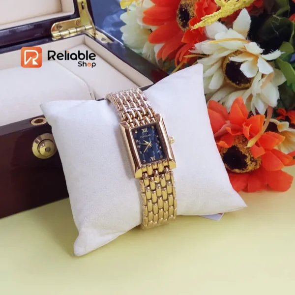 Forecast Square Female Wrist Watch- Golden Black - Image 2