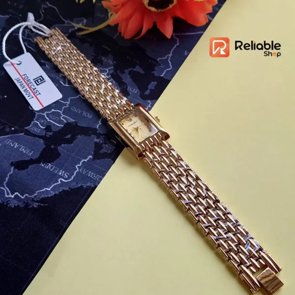 Forecast Square Female Wrist Watch- Golden - Image 3