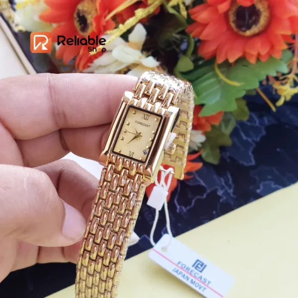 Forecast Square Female Wrist Watch- Golden - Image 2