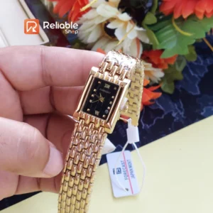 Forecast Square Female Wrist Watch- Golden Black