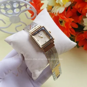 GUESS-AA Square Female Wrist Watch-Two tone Golden