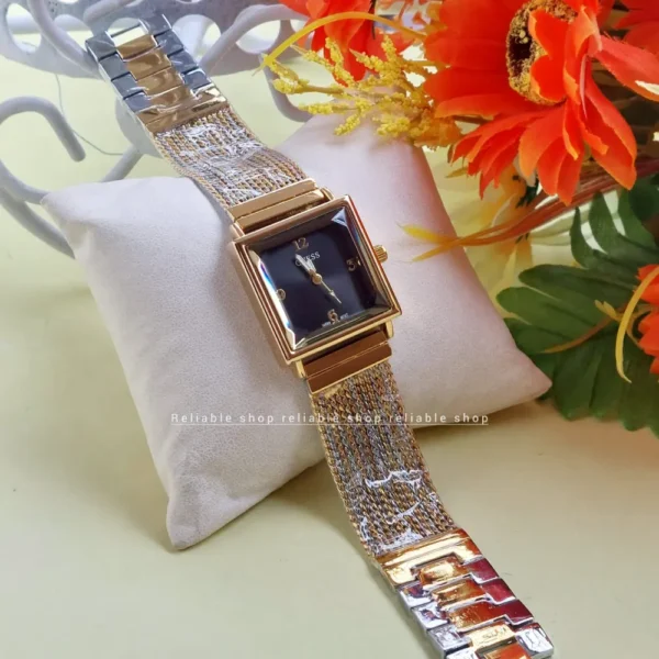 GUESS-AA Square Female Wrist Watch-Two tone black - Image 2
