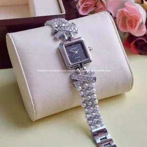pearl ladies watch-AAchanel-silver black