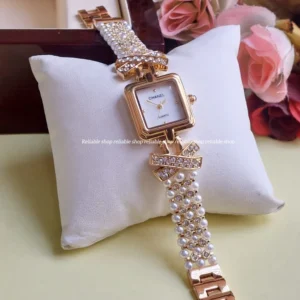 pearl ladies watch-AAchanel-Golden white