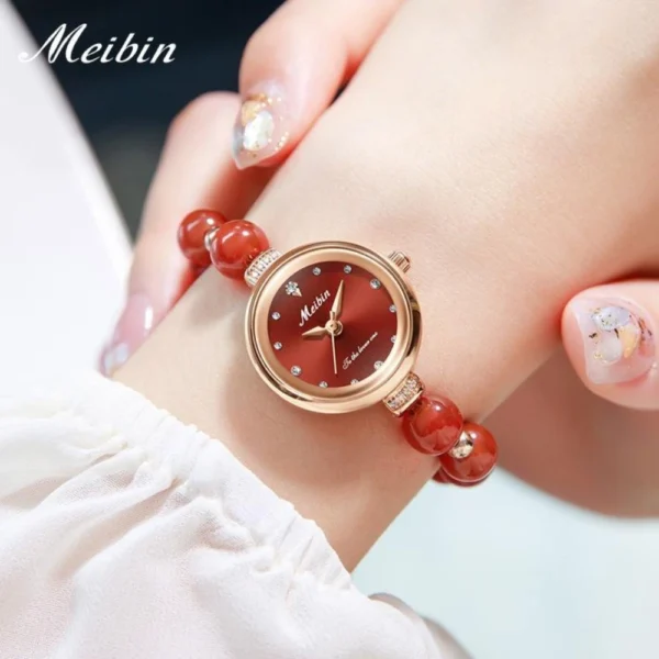 Meibin -pearl ladies watch-red - Image 2