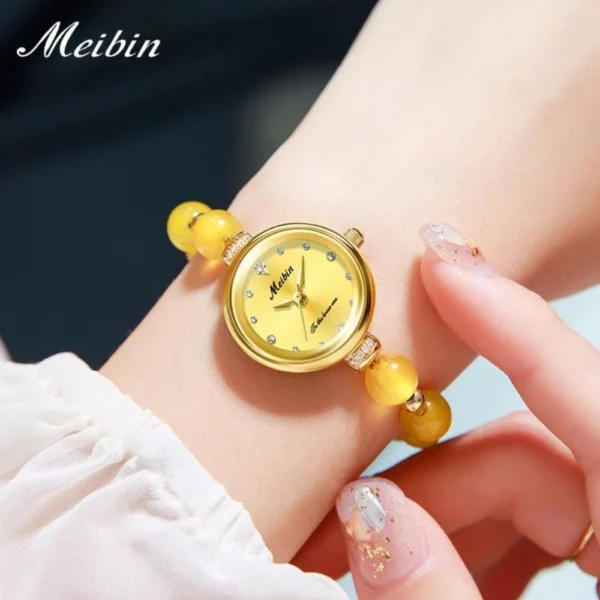 Meibin -pearl ladies watch-yellow - Image 2