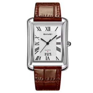 Skmei 2575 Belt Watch For Men-silver brown