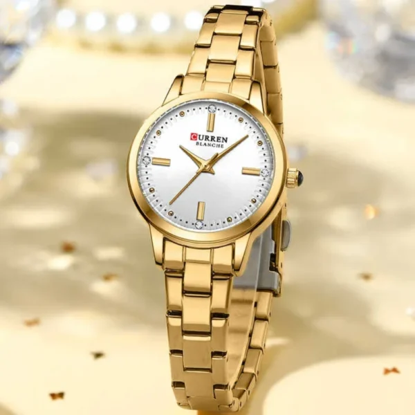 CURREN 9094 Exclusive Quartz Ladies Watch -Golden white - Image 3