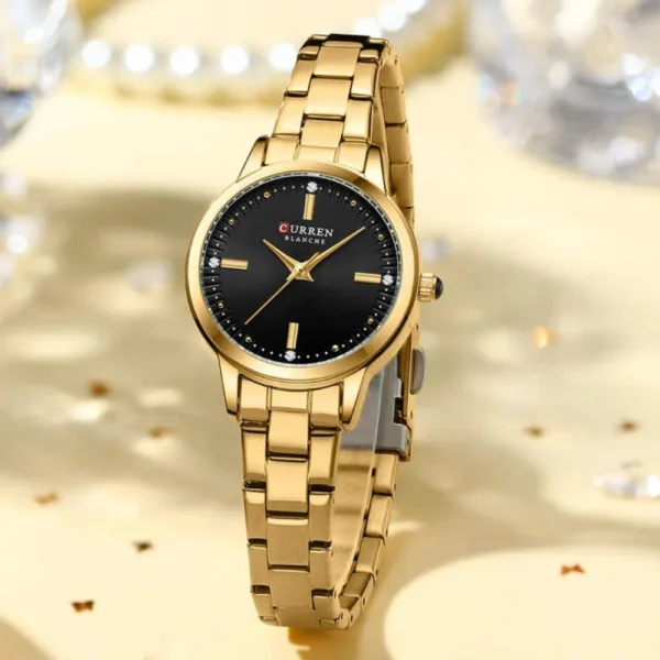 CURREN 9094 Exclusive Quartz Ladies Watch -Golden black - Image 3