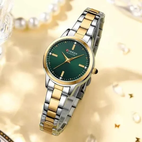 CURREN 9094 Exclusive Quartz Ladies Watch -Two tone green - Image 3