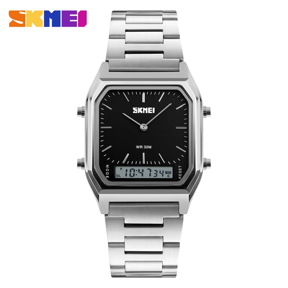 5-1 Skmei 1220 Dual Display Digital Watch-silver Black - Image 1