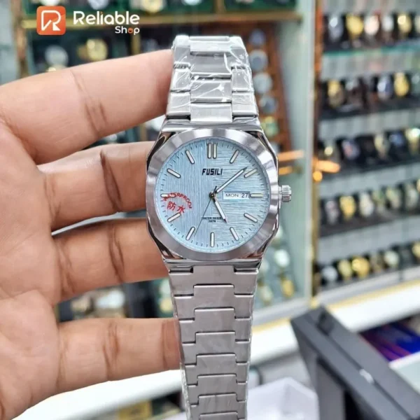 Fusili Luxury Men watch Waterproof Luminous Week Date -Silver - Image 2