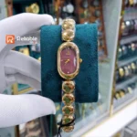 Sober-Luxury Ladies Women's Quartz Watch Oval Simple Design-Golden maroon