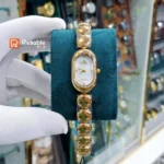 Sober-Luxury Ladies Women's Quartz Watch Oval Simple Design-Golden White