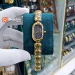 Sober-Luxury Ladies Women's Quartz Watch Oval Simple Design-Golden Black