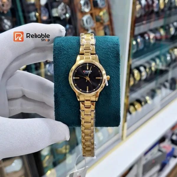 CURREN 9094 Exclusive Quartz Ladies Watch -Golden black - Image 2