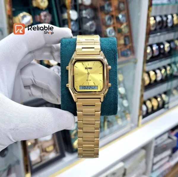 Skmei 1220 Dual Display Digital Watch-Golden - Image 2
