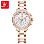 OLEVS 9999 Women's Luxury Fashion Watch-Rose gold White Dial