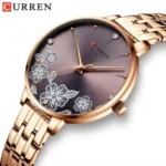 CURREN 9068 Luxury Fashion Exclusive Quartz Ladies Watch -Rose gold coffee - Image 3