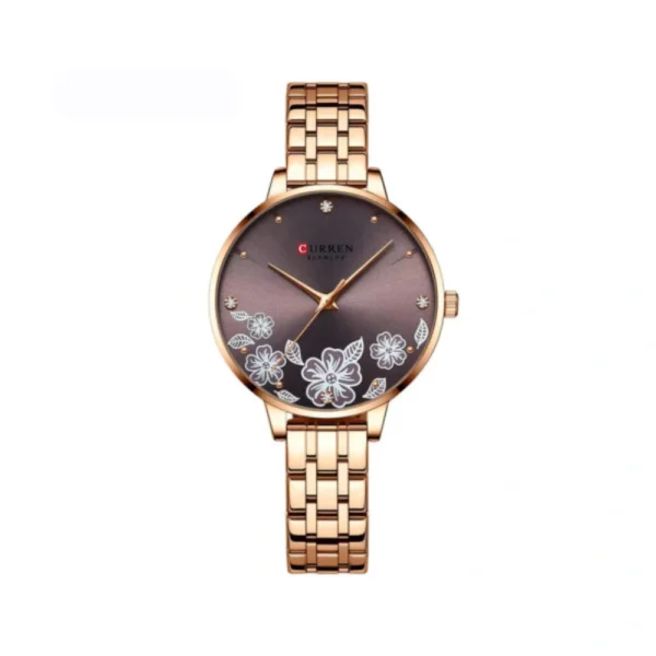 CURREN 9068 Luxury Fashion Exclusive Quartz Ladies Watch -Rose gold coffee - Image 2