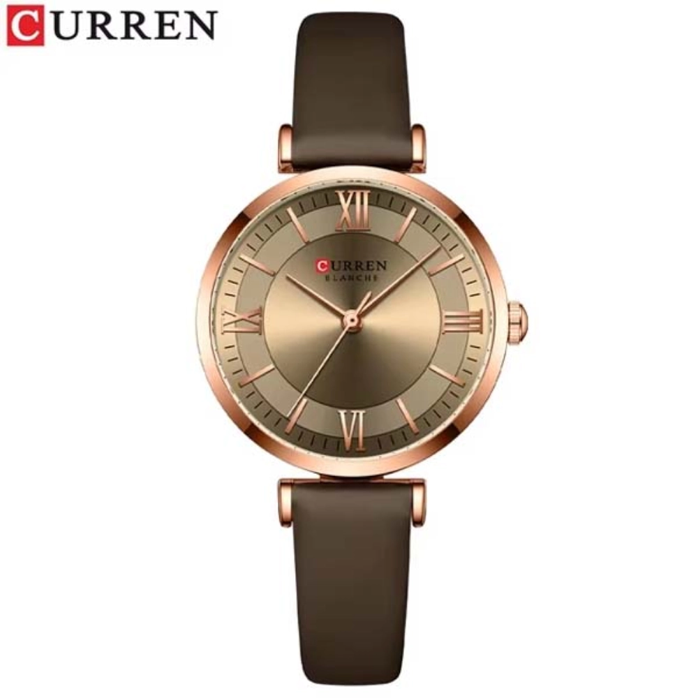 CURREN-9079-Belt-Watch-for-Women-4 CURREN 9079 Classic Elegant Women's Quartz Fashion Watch - Coffee Color - Image 1