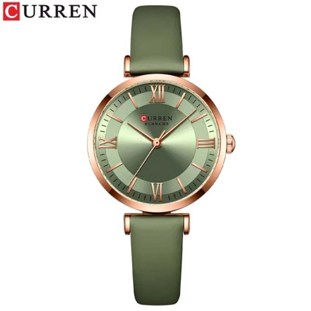 CURREN-9079-Belt-Watch-for-Women-5 CURREN 9079 Classic Elegant Women's Quartz Fashion Watch -Light Green - Image 1