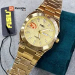 Fusili Luxury Men watch Waterproof Luminous Week Date -Golden