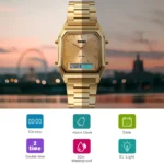 Skmei 1220 Dual Display Digital Watch-Golden - Image 3